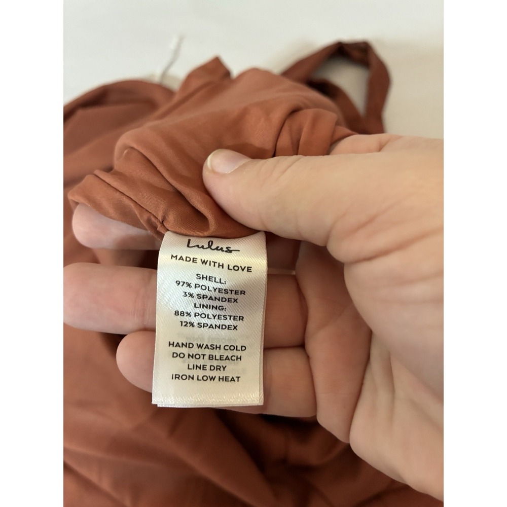 NEW! Lulus Satin Halter Maxi Dress Sz XS Brown Event Prom High Slit Open Back - Picture 8 of 11
